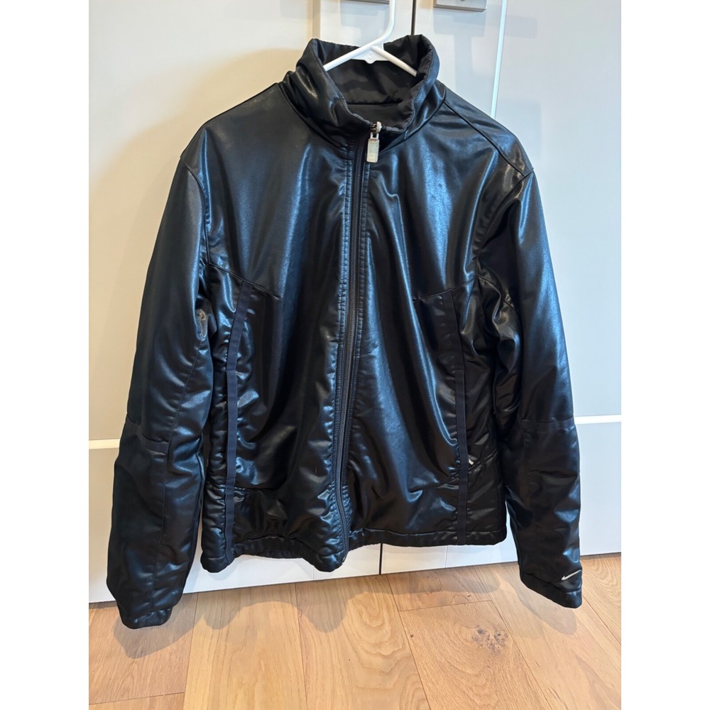 Nike Black Shiny / Matte Reversible Zip Up Jacket Women's Size XL
